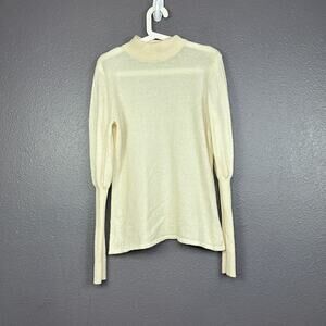 Hannah Rose Cashmere Sweater Size Large Cream Long Sleeves Lightweight